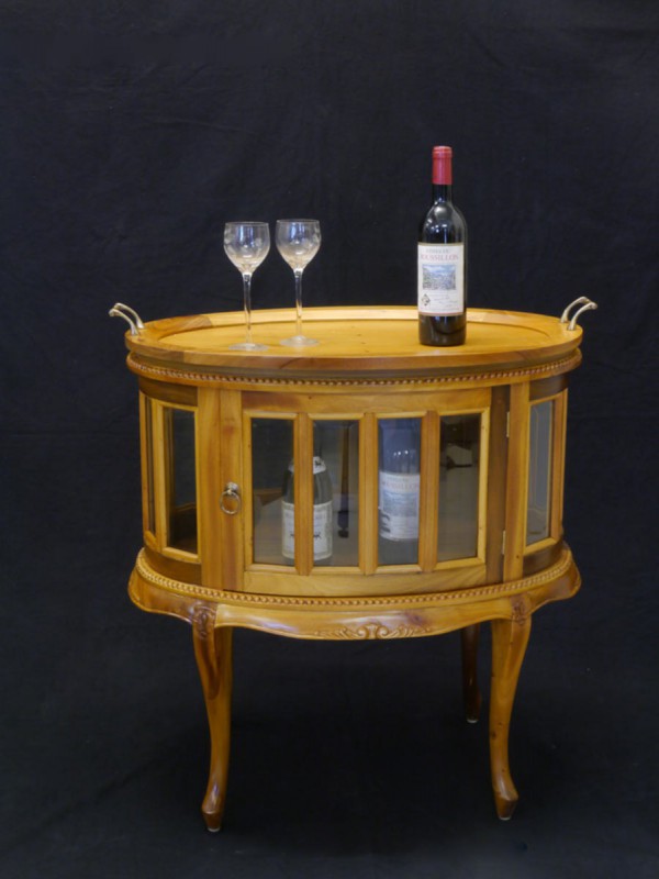 Teeschrank Barschrank Vitrine Louis Philippe Stil Massivholz oval (2471