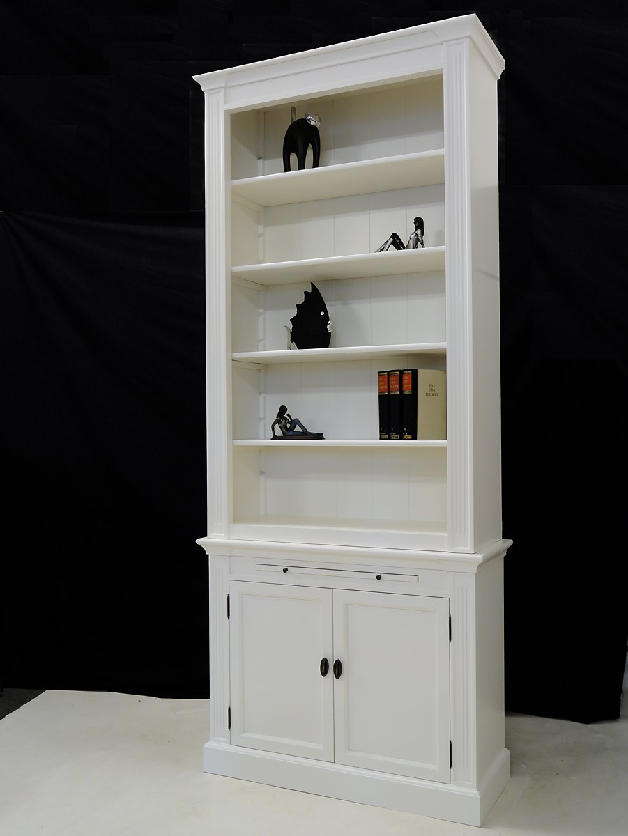 Bücherregal bücherschrank massiv mit tablett weià regale ...