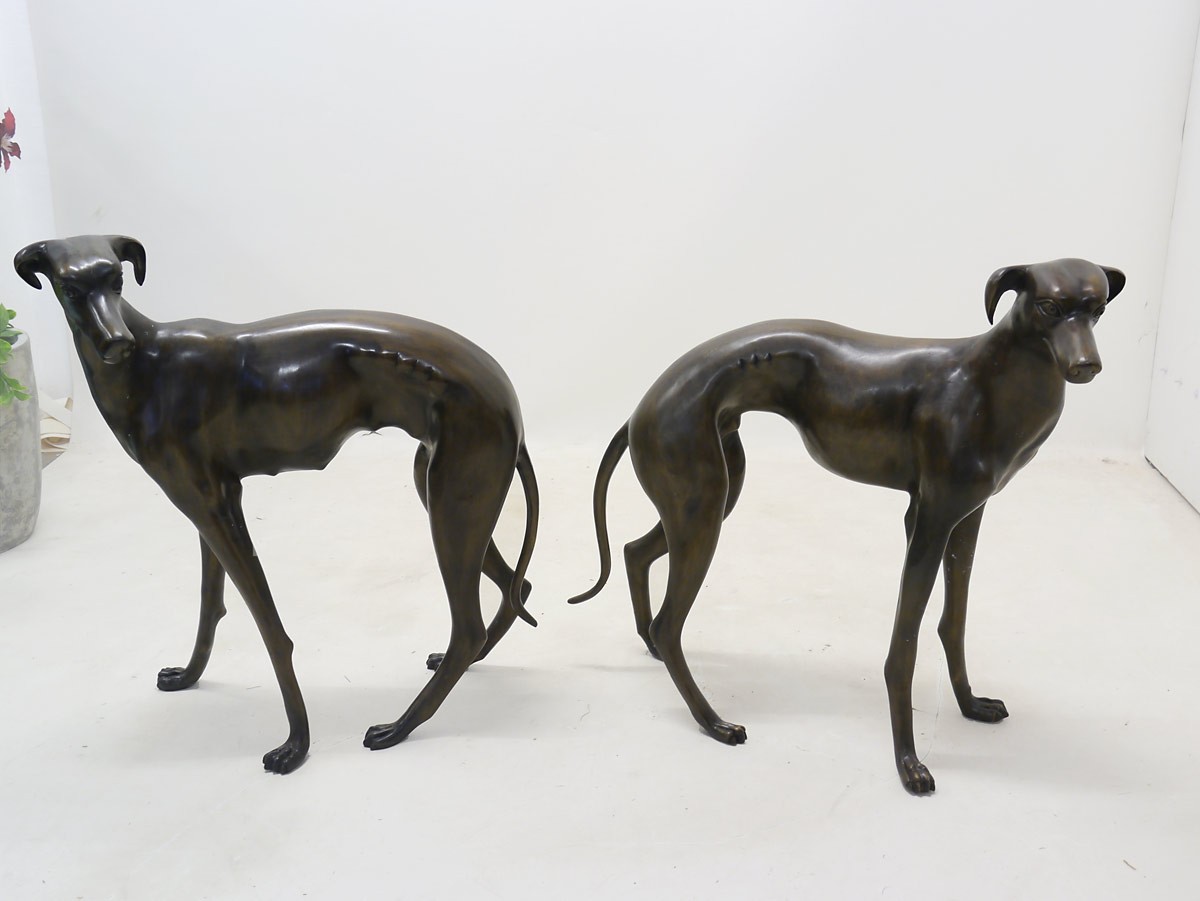 Windhunde Tierfiguren Tierskulpturen Hunde Pärchen aus Bronze
