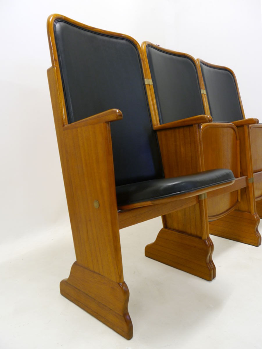 Hochwertige 3er Sitzreihe Kinositze aus Mahagoni Sitzmöbel Bänke