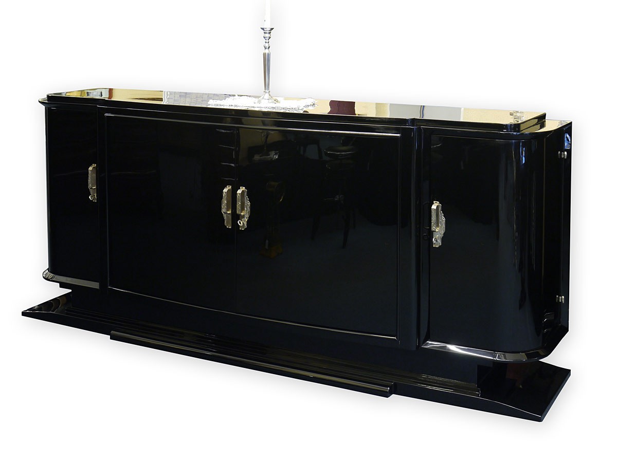 Sideboard Anrichte Art Deco Original um 1925 Schwarz Hochglanz lackiert