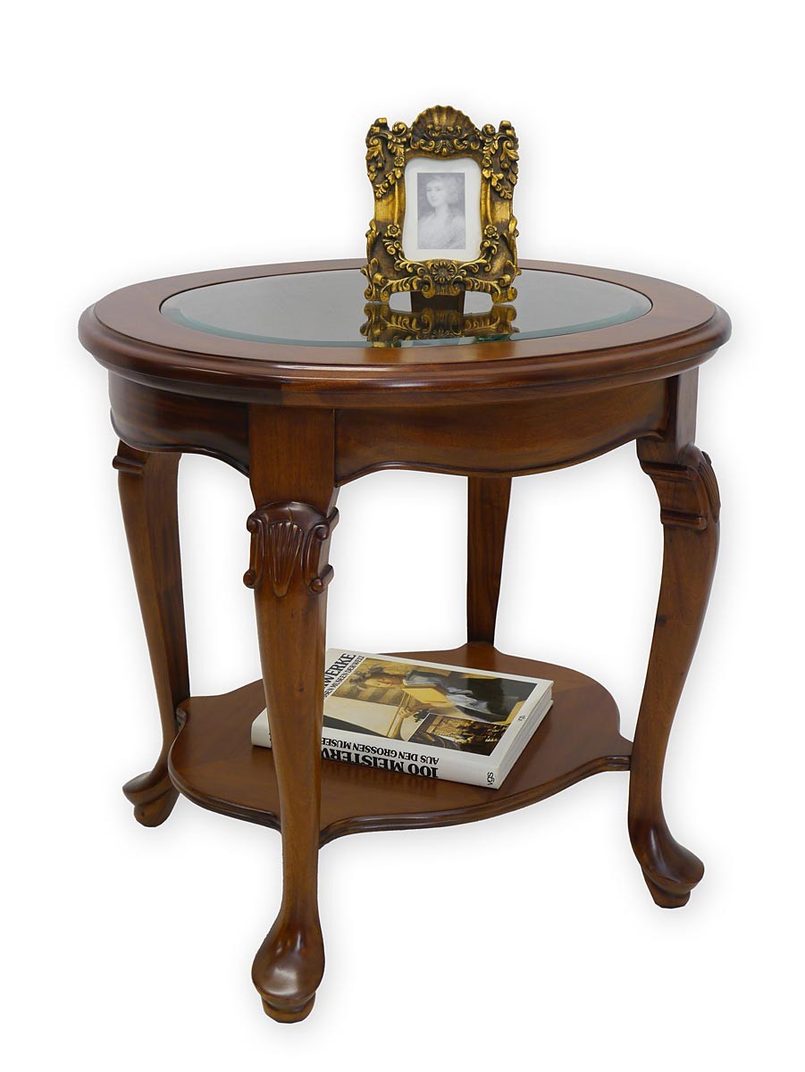 Edler ovaler Beistelltisch Massivholz im Nussbaum Farbton Tische