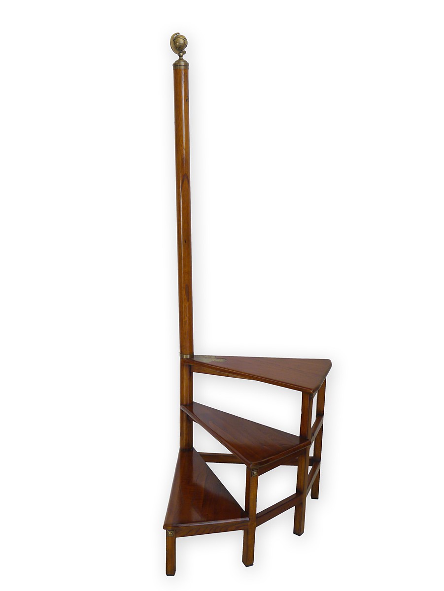 Bücherleiter Bibliotheksleiter Büchertreppe Mahagoni im Antik Stil