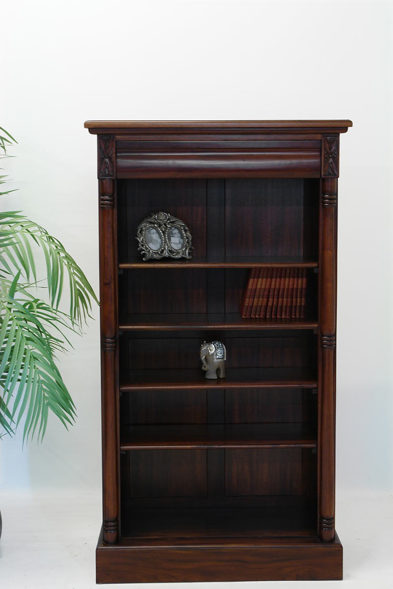 PREMTURE Bücherschrank Rokoko Stil - 168x40x84cm, Weiß Mit Eiche, 5 Böden + 2 Schubladen